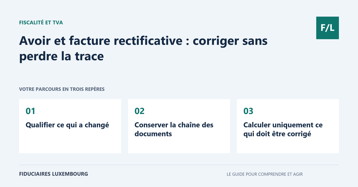 Avoir et facture rectificative : corriger sans perdre la trace : Qualifier ce qui a chang&eacute;, Conserver la cha&icirc;ne des documents, Calculer uniquement ce qui doit &ecirc;tre corrig&eacute;