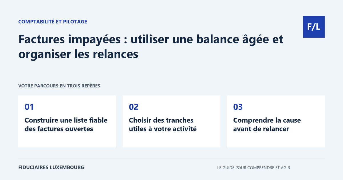 Factures impayées : utiliser une balance âgée et organiser les relances : Construire une liste fiable des factures ouvertes, Choisir des tranches utiles à votre activité, Comprendre la cause avant de relancer