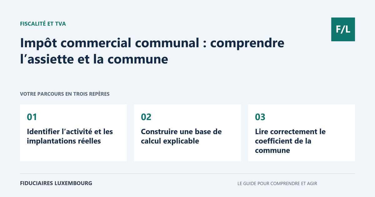 Impôt commercial communal : comprendre l’assiette et la commune : Identifier l’activité et les implantations réelles, Construire une base de calcul explicable, Lire correctement le coefficient de la commune