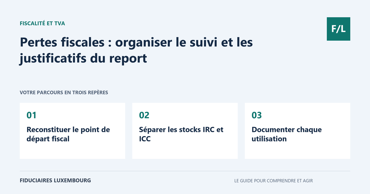 Pertes fiscales : organiser le suivi et les justificatifs du report : Reconstituer le point de départ fiscal, Séparer les stocks IRC et ICC, Documenter chaque utilisation