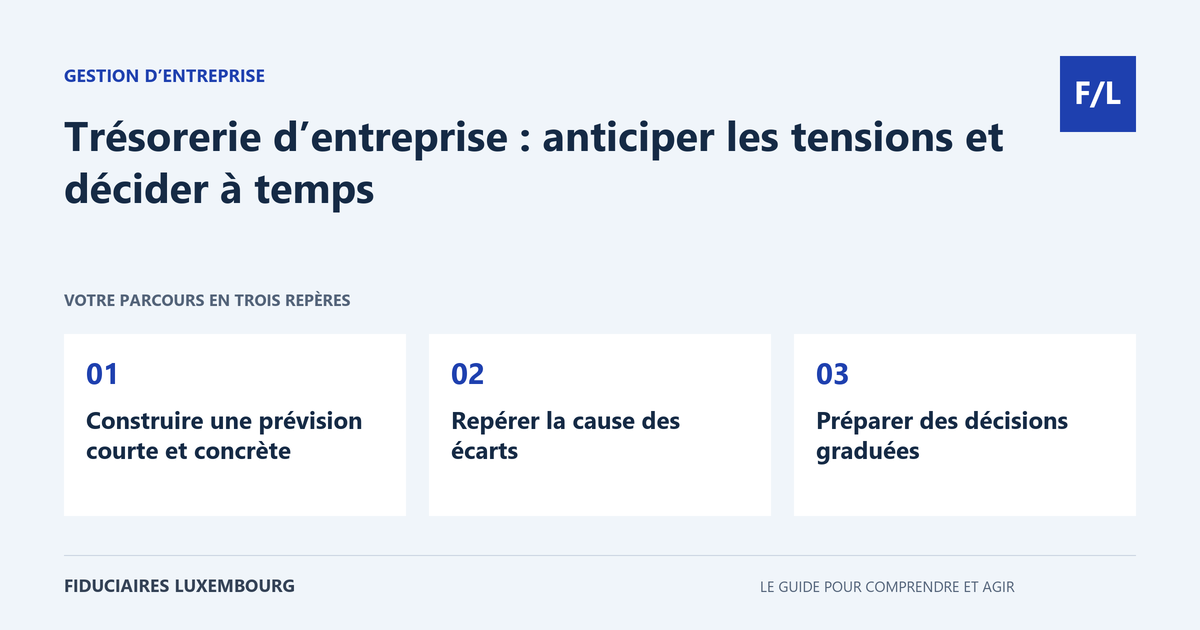 Trésorerie d’entreprise : anticiper les tensions et décider à temps : Construire une prévision courte et concrète, Repérer la cause des écarts, Préparer des décisions graduées